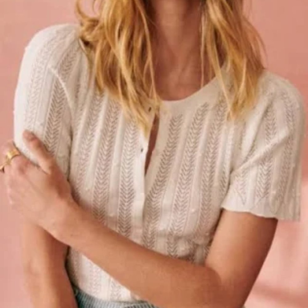 SEZANE Davie Cardigan, Ecru, Size S, excellent condition